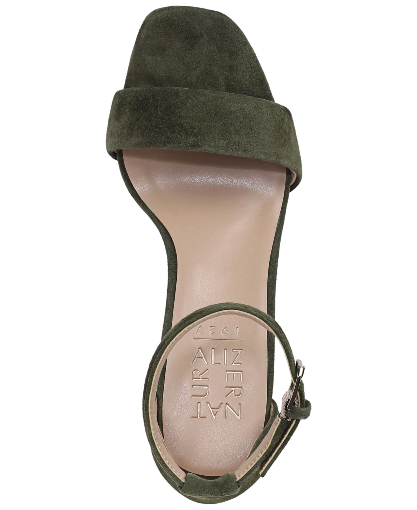 Женские сандалии Naturalizer Joy Square Toe Ankle Strap Dress Sandals, цвет: Глиняный зелёный замшевый — фото 4