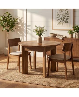 Round Dining Table for 4 People, 39.4- Inch Dining Room Table with Wooden Pedestal Base