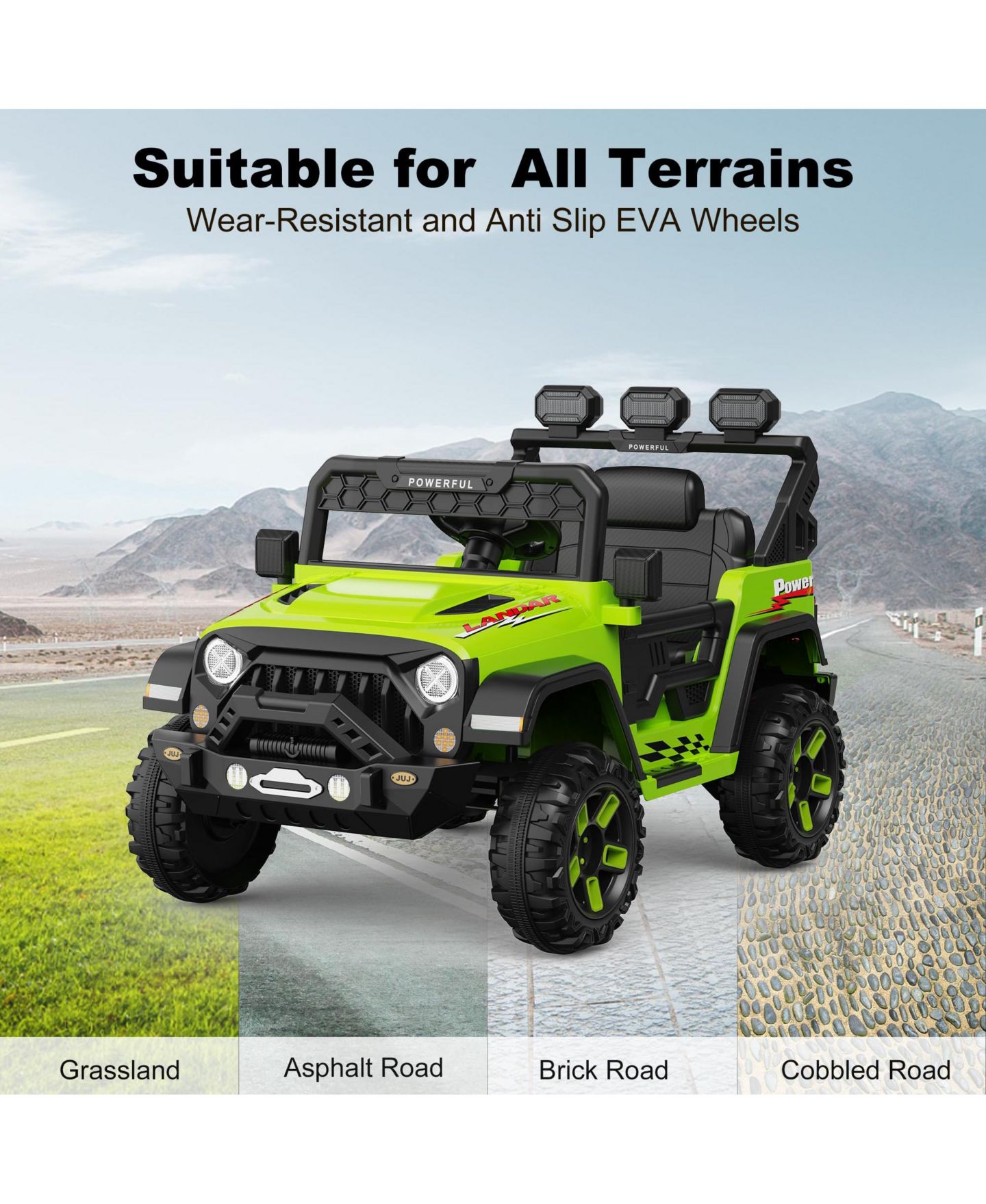 Детская игрушка homfan 12V Electric Ride-On Off-Road Vehicle with Parental Remote Control, 3 Speeds, Ages 3-7, цвет: Зелёный — фото 6