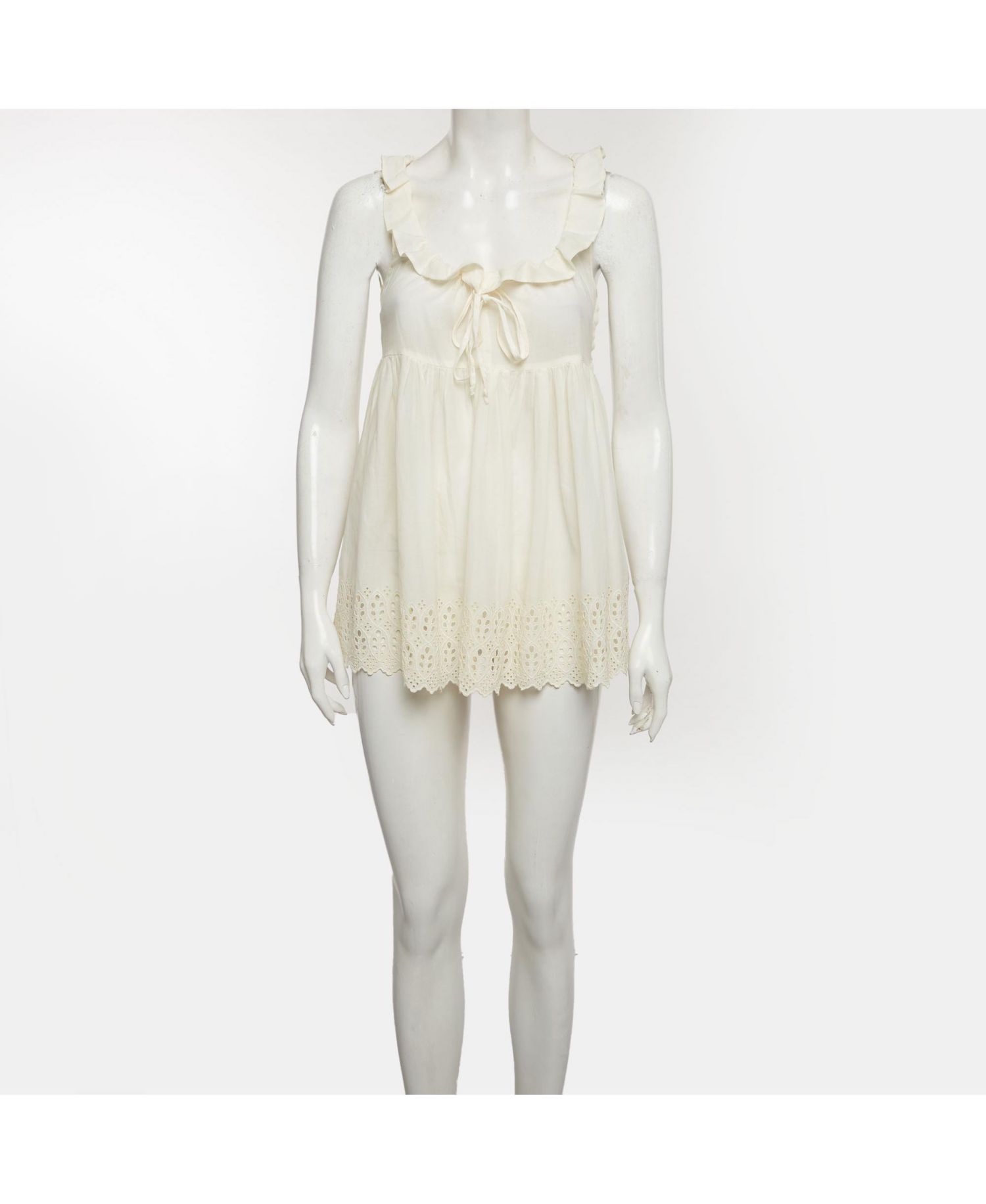 Women's Cotton Adjustable Ruffle Neck Mini Dress