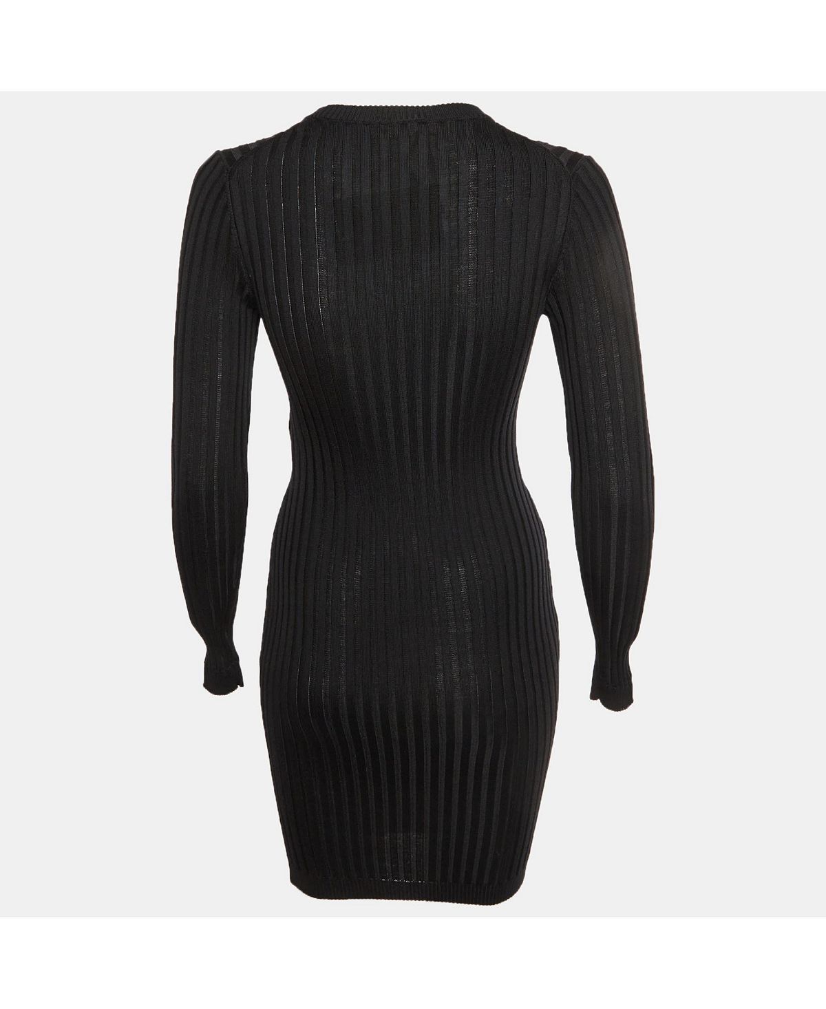 Pre-Owned Versace Women's Rib Knit Safety Pin Detail Mini Dress view 2 — MAYCSS fashion products