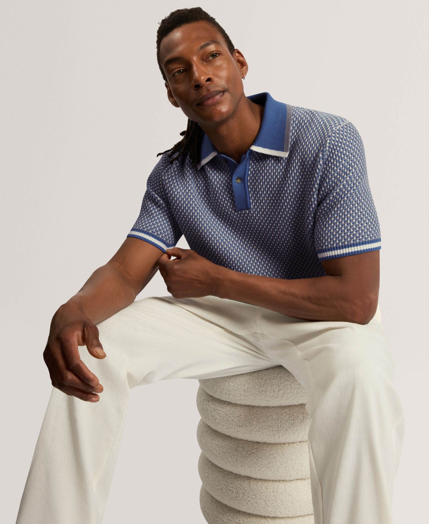 Men's Breame Masterfully Waffle Texture Regular-Fit Polo Shirt