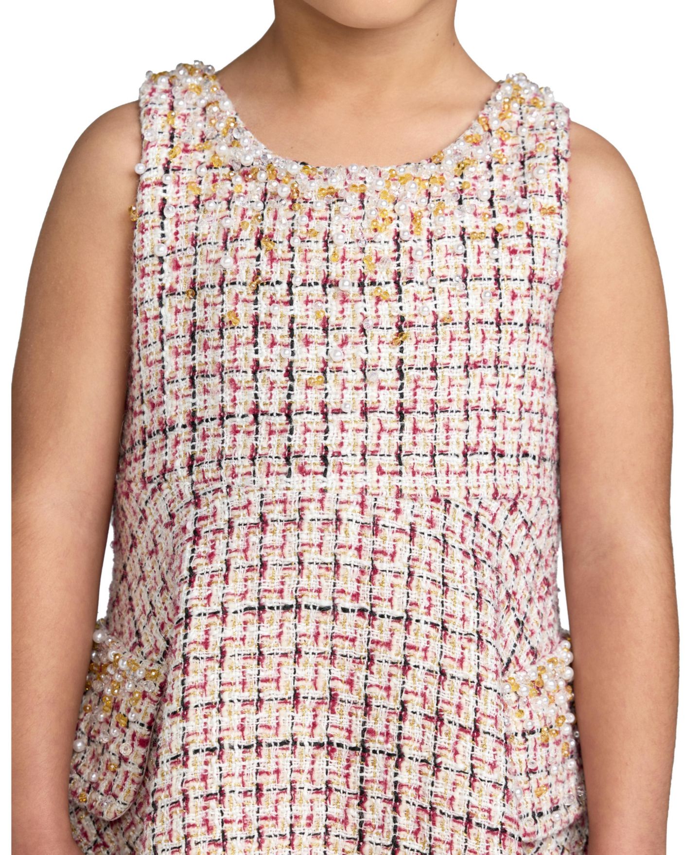 Платье Mac Duggal Beaded Boucle Mini Dress для девочек, цвет: Вишнёвый — фото 4