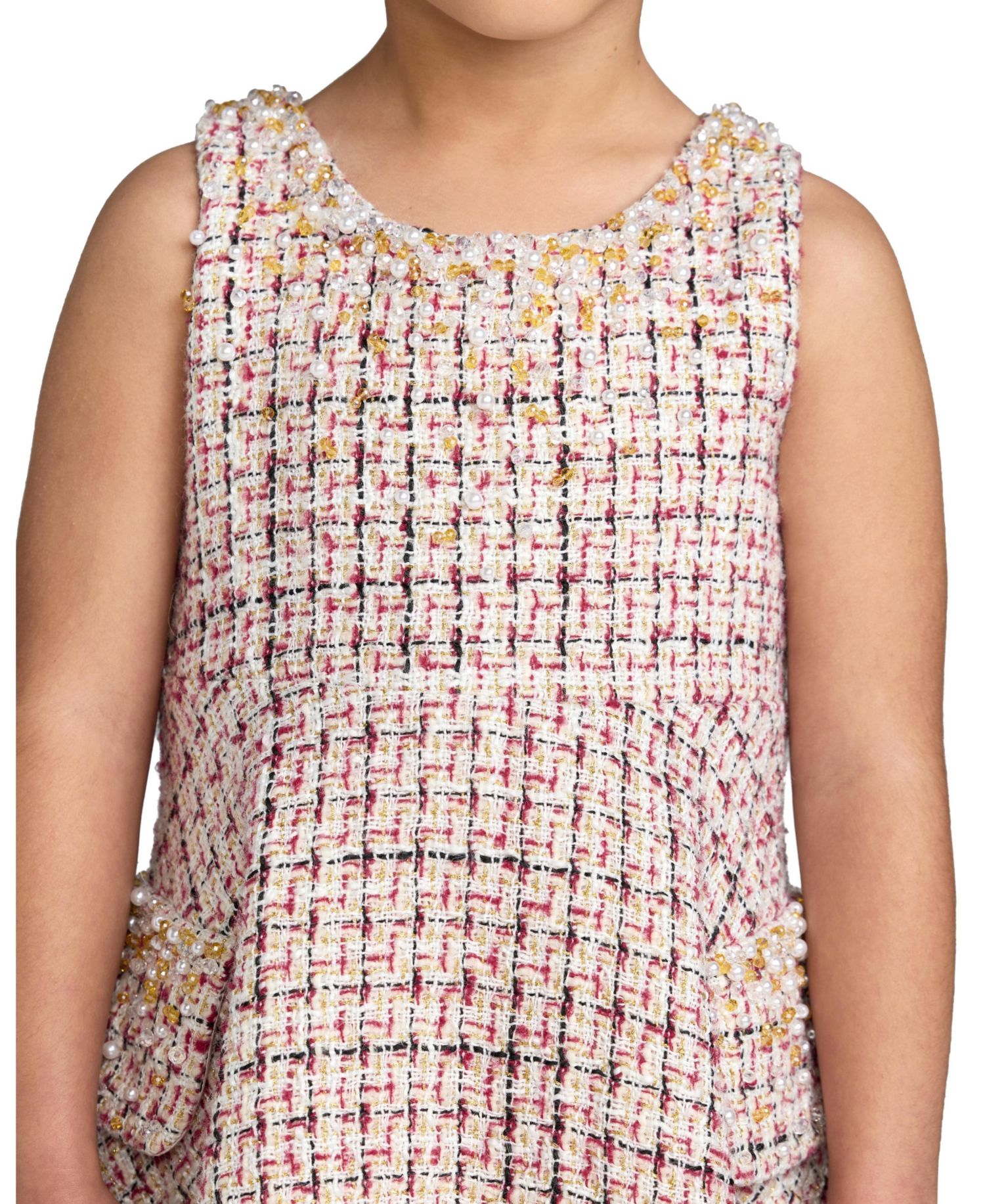 Big Girls Beaded Boucle Mini Dress