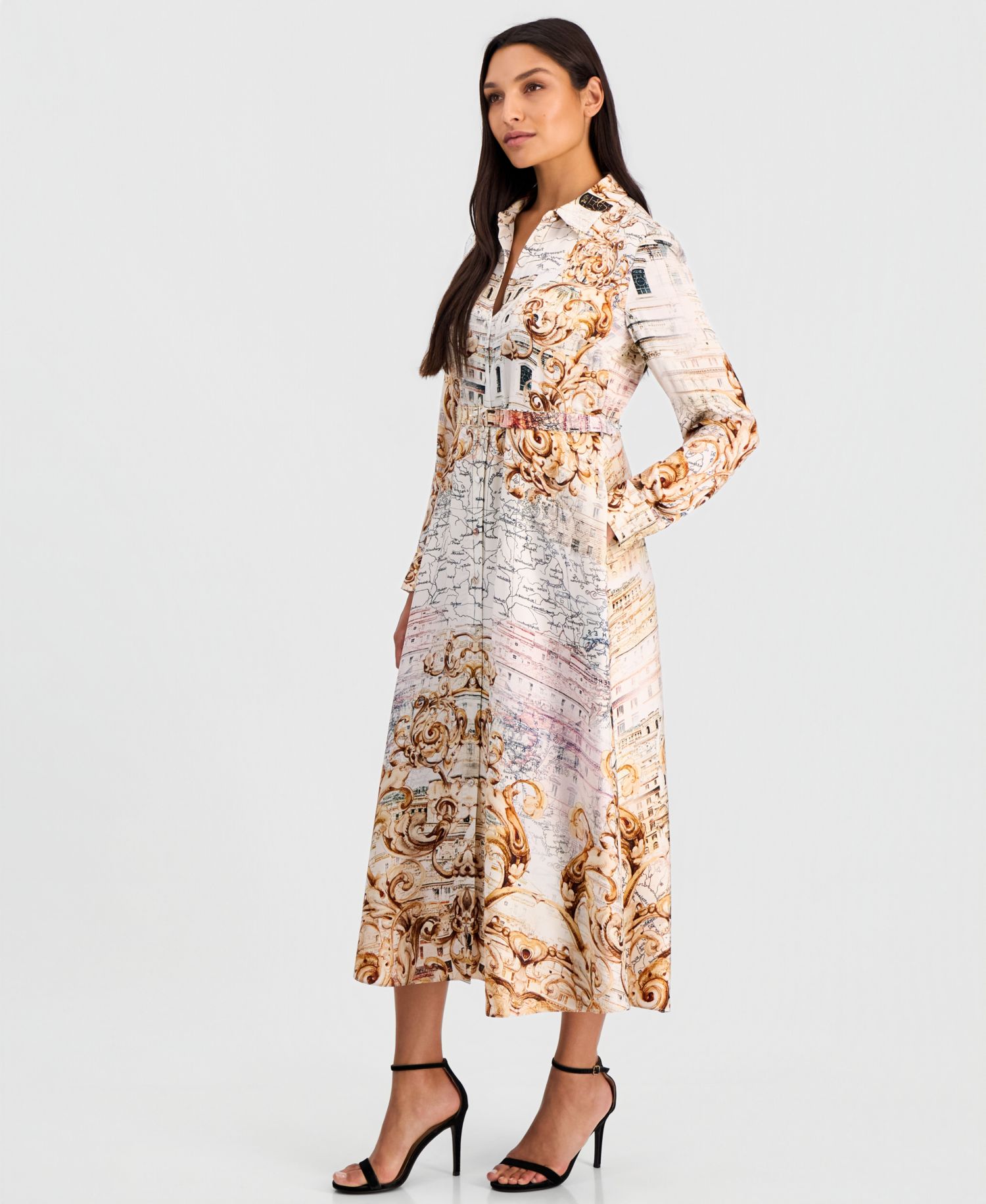 Women's Seraphine Long-Sleeve Belted Collared Dress