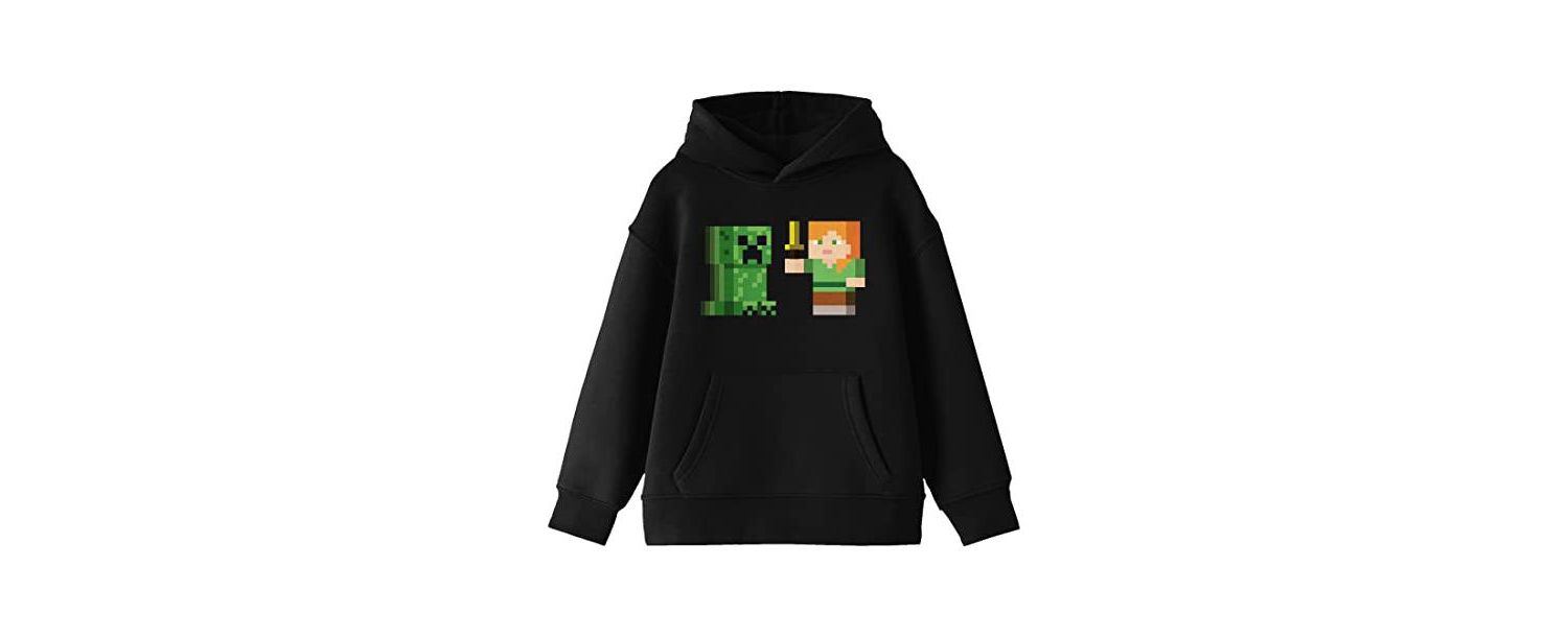 Alex Versus Creeper Youth Black Graphic Hoodie-Medium