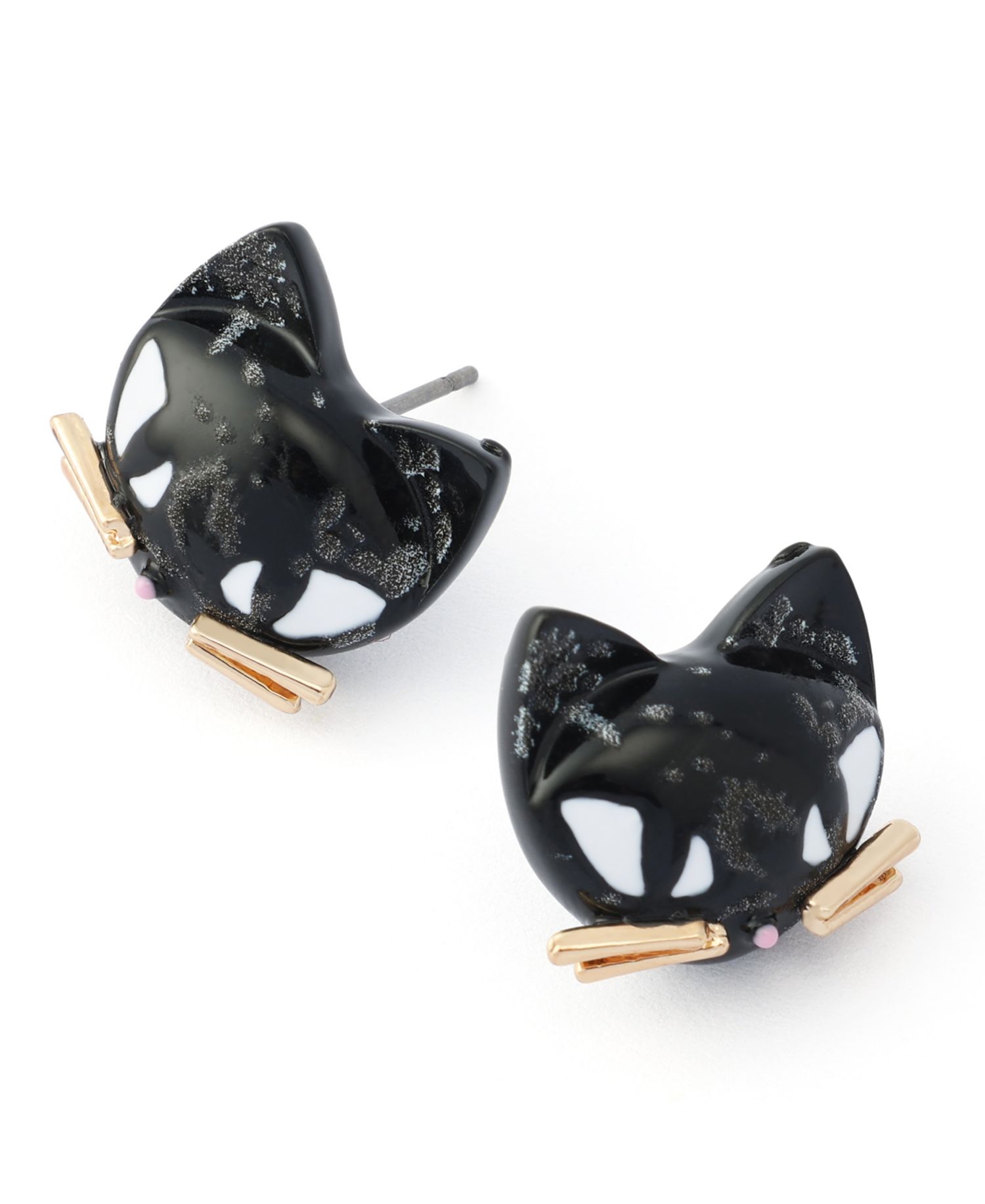 Black Pretty Spooky Cat Stud Earrings