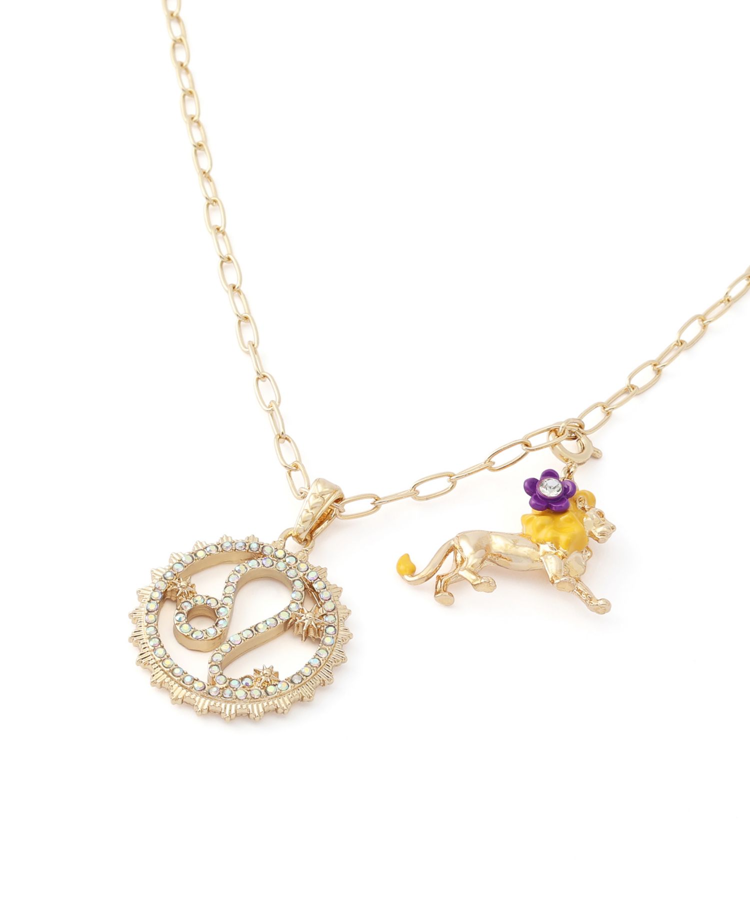 Faux-Stone Leo Celestial Pendant Necklace Charm Zodiac Set