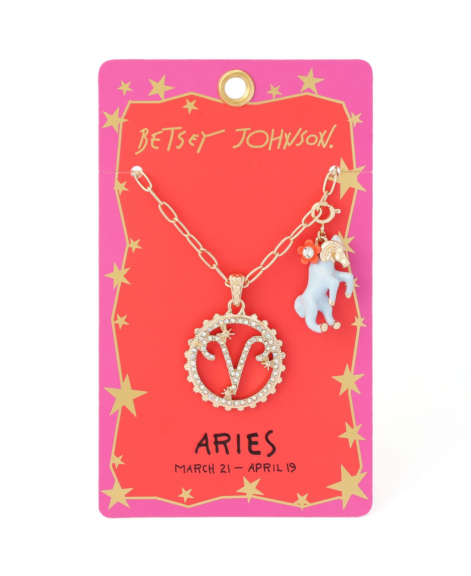Faux-Stone Aries Celestial Pendant Necklace Charm Zodiac Set