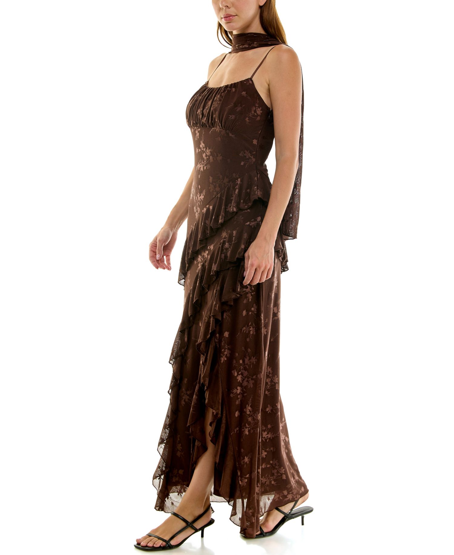 Juniors' Sleeveless Jacquard Dress
