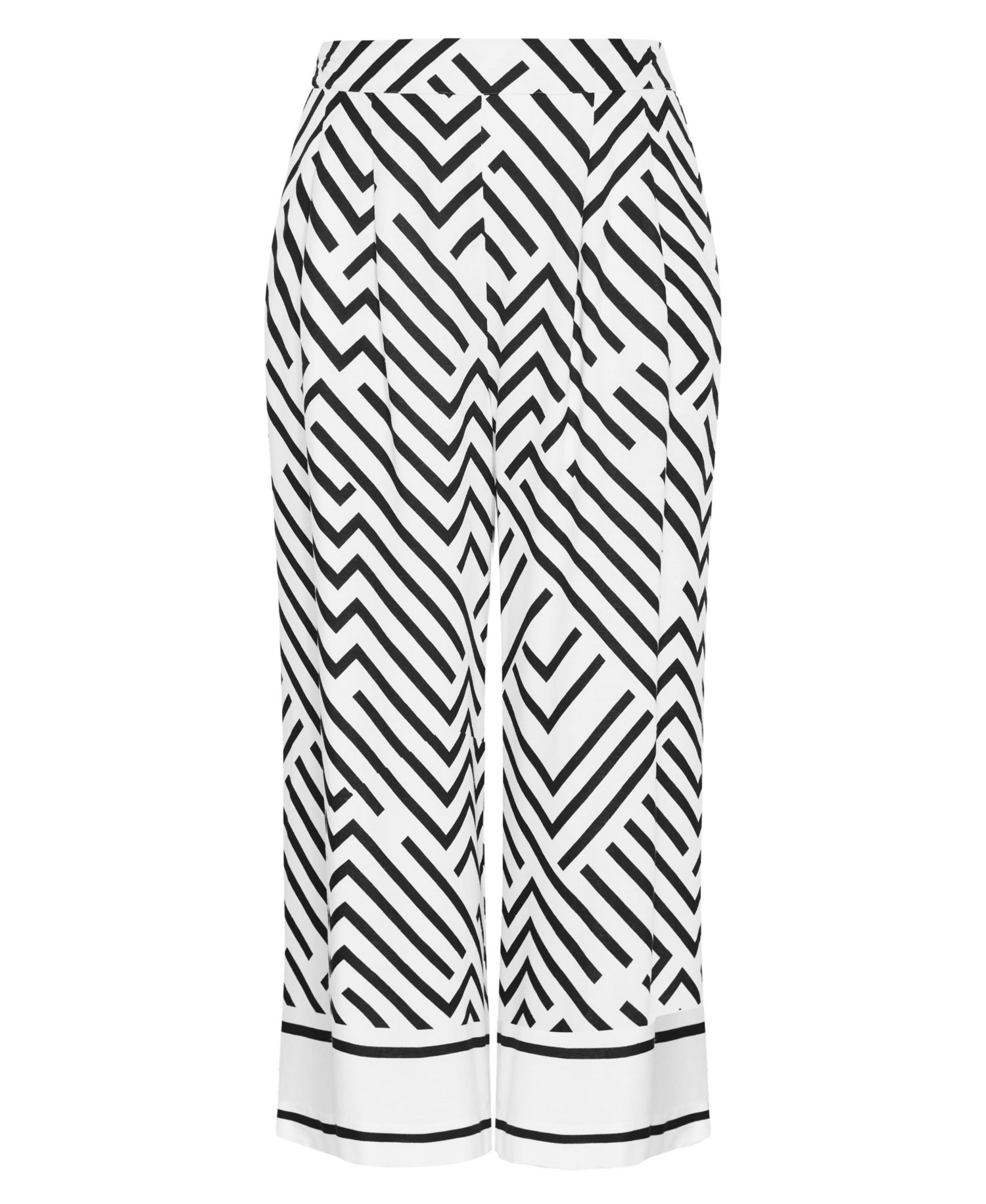 Women's Plus Size Linear Border Print Wide Leg Pant