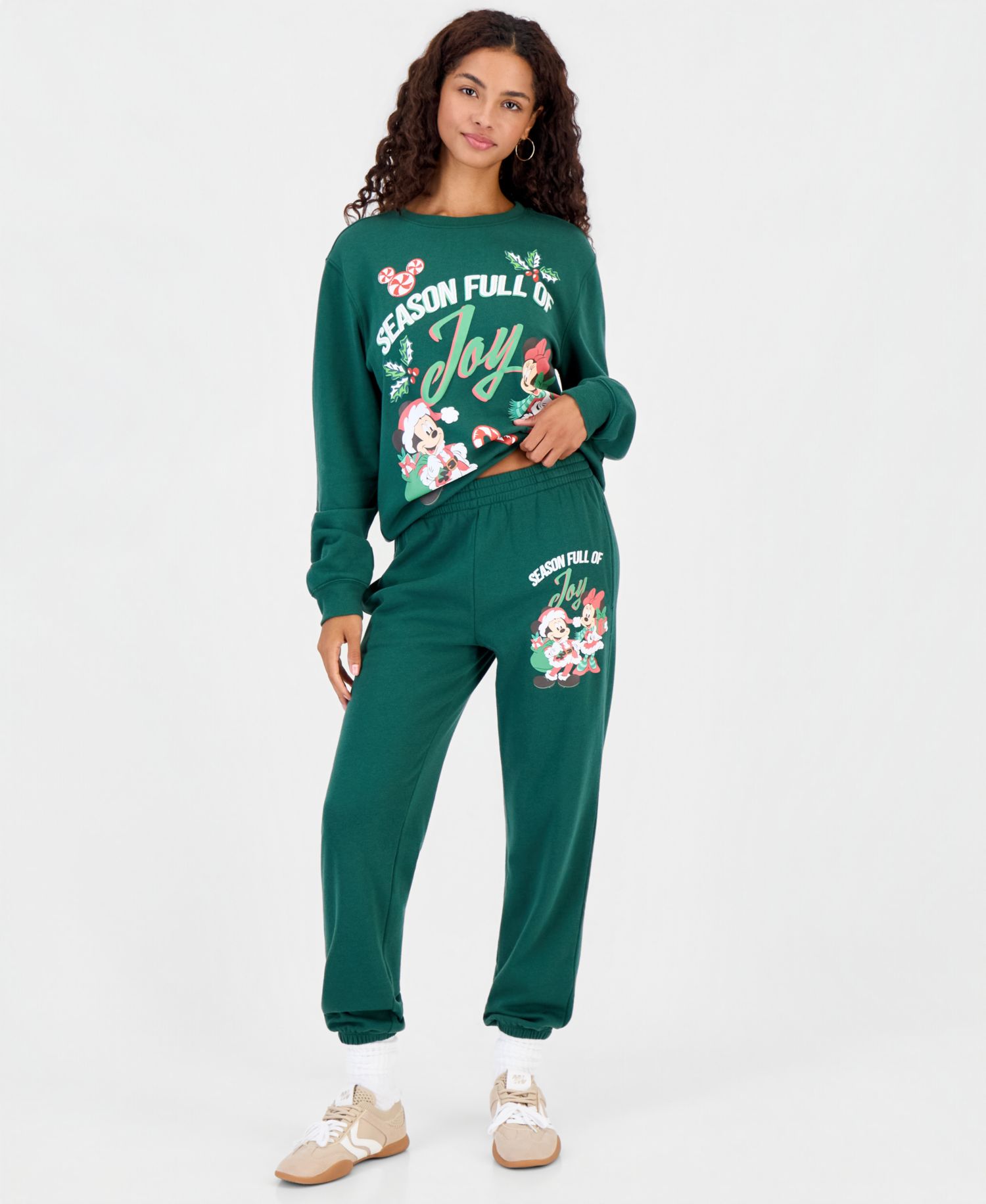 Juniors' Mickey Xmas Holiday Fleece Joggers