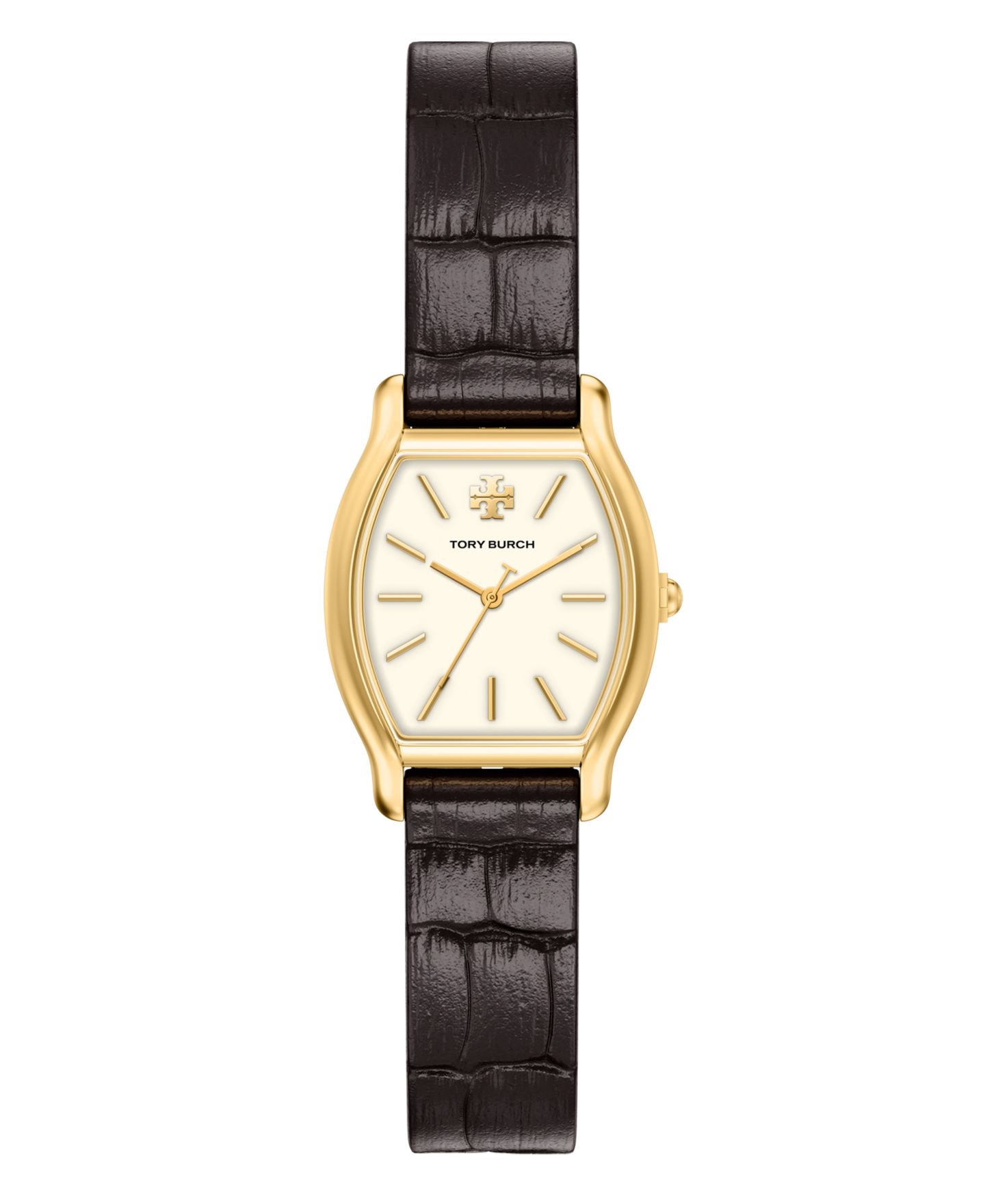 Женские часы Tory Burch Small Eleanor Curve Brown Leather Watch 24mm — фото 1