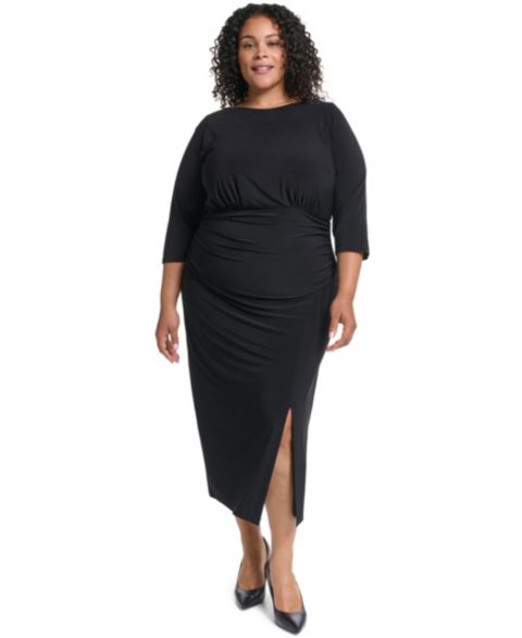 Женское платье Vince Camuto Plus Ruched Bodycon Midi, цвет: Чёрный