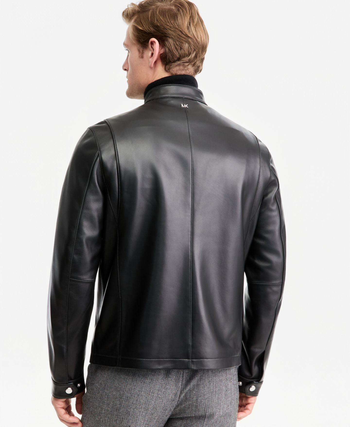 Мужская куртка Michael Kors Genuine Leather Double-Zip Moto, цвет: Чёрный — фото 5