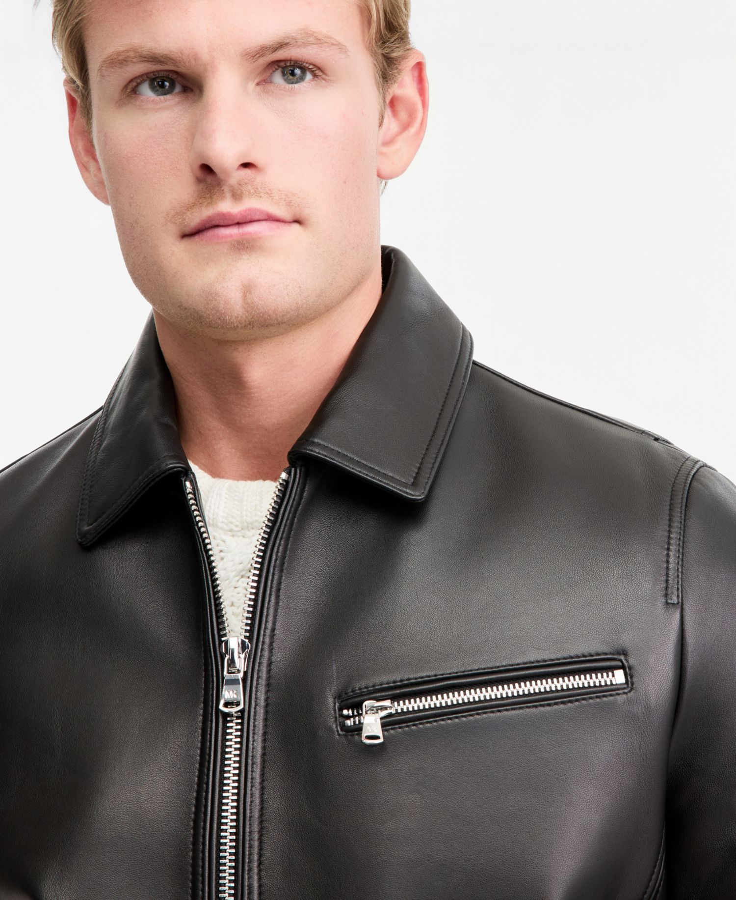 Men's Genuine Leather Shirt Collar Jacket