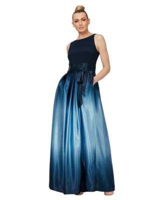 Women's Ombr&eacute; Satin Bow Sash Gown