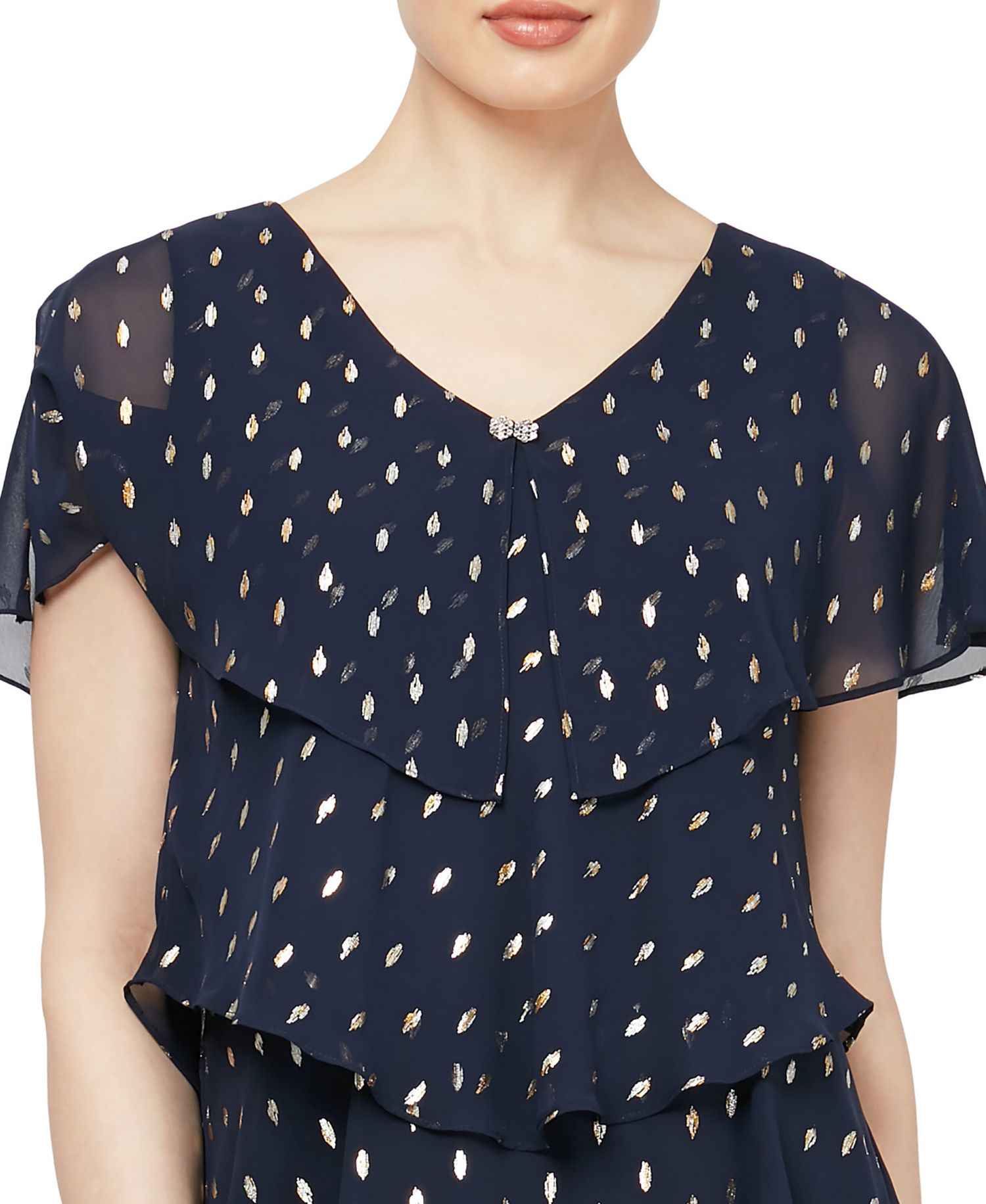 Polka-Dot Tiered Shift Dress