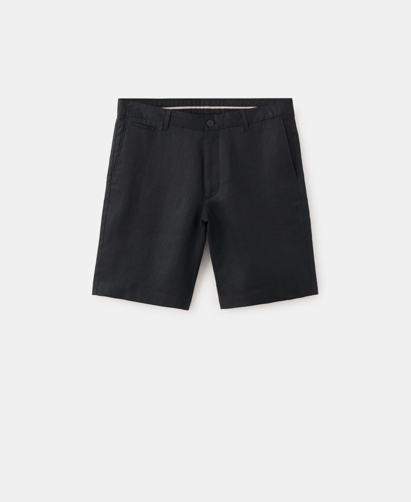 Мужские шорты MANGO Slim-Fit Linen 9.84" Bermuda, цвет: Чёрный — фото 6