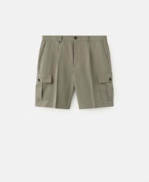 Мужские шорты Mango Modal Blend 9.06" Cargo Bermuda, цвет: Норковый серый