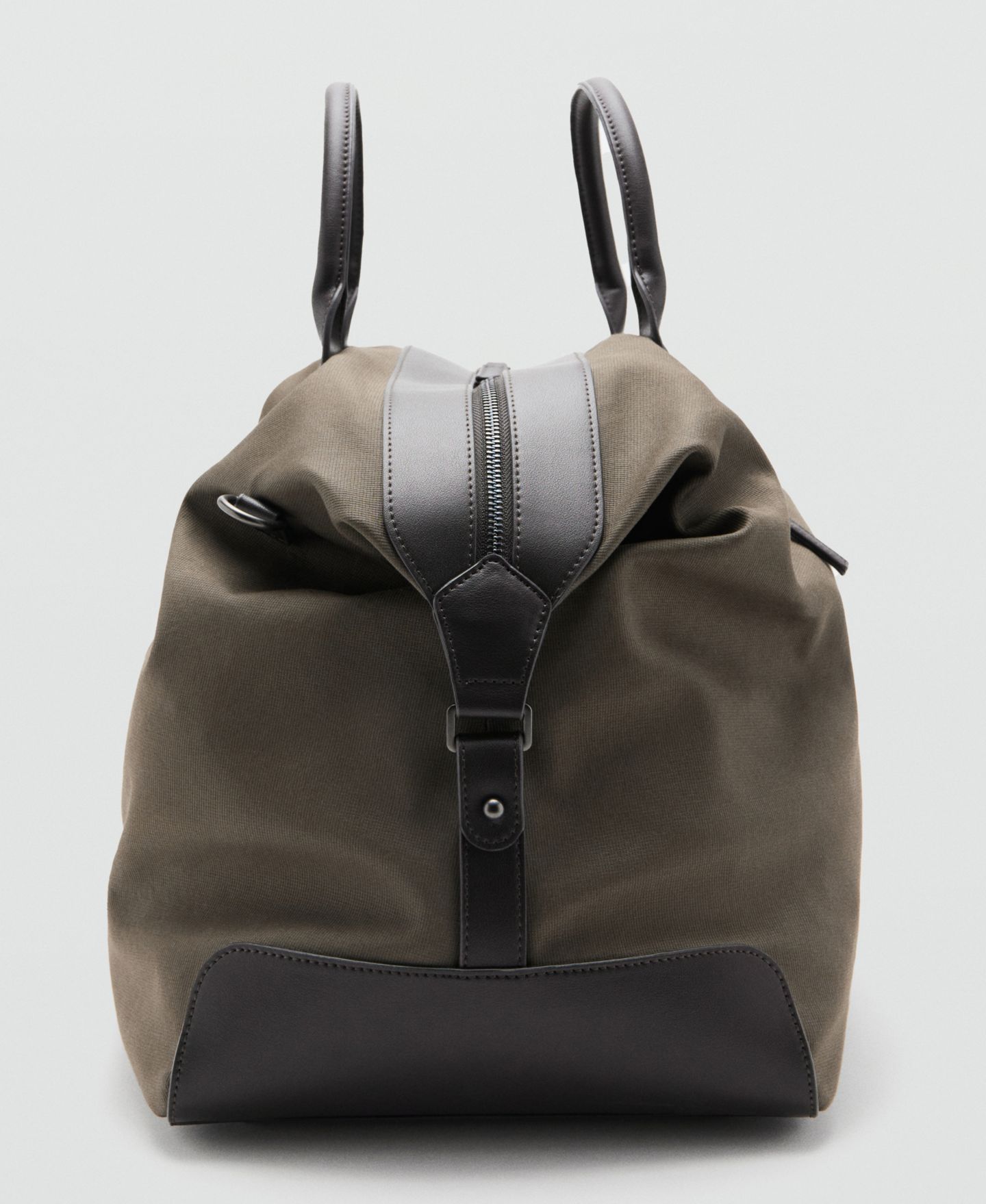 Мужская сумка MANGO Leather Details Bowling, цвет: Хаки — фото 4