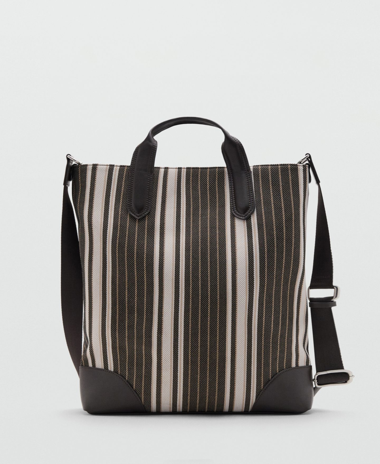 Мужская сумка MANGO Striped, цвет: Коричневый — фото 1