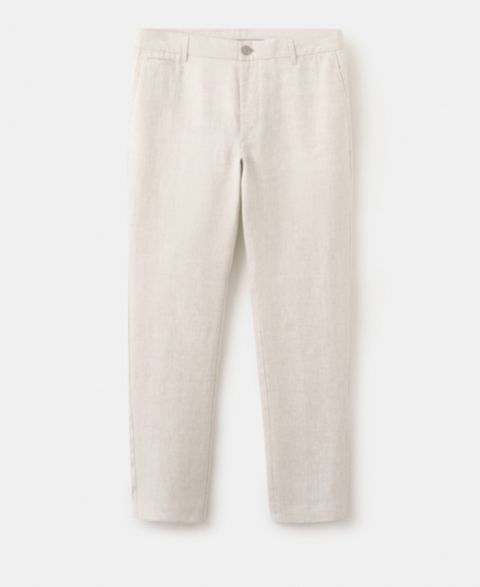 Мужские брюки Mango Slim-Fit Linen, цвет: Экрю
