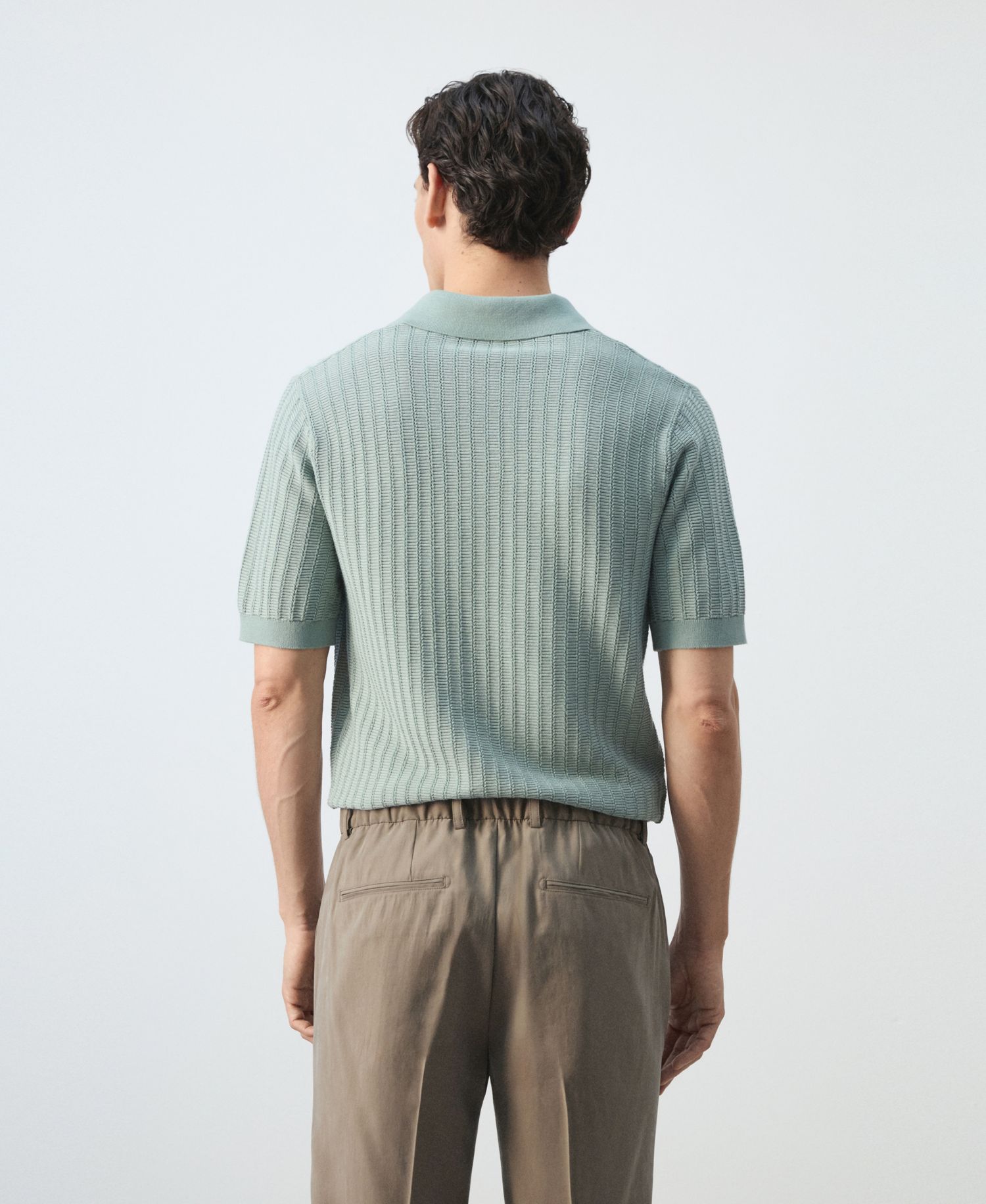 Men's Structured Cotton Knit Polo Shirt