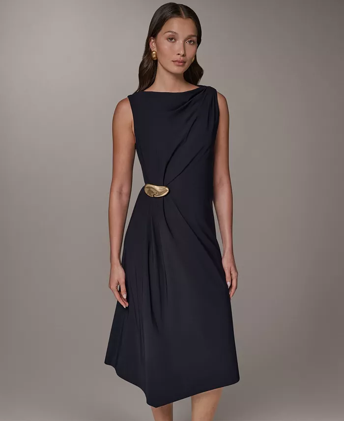 Women's Sleeveless Draped Sheath Dress - thumbnail 2