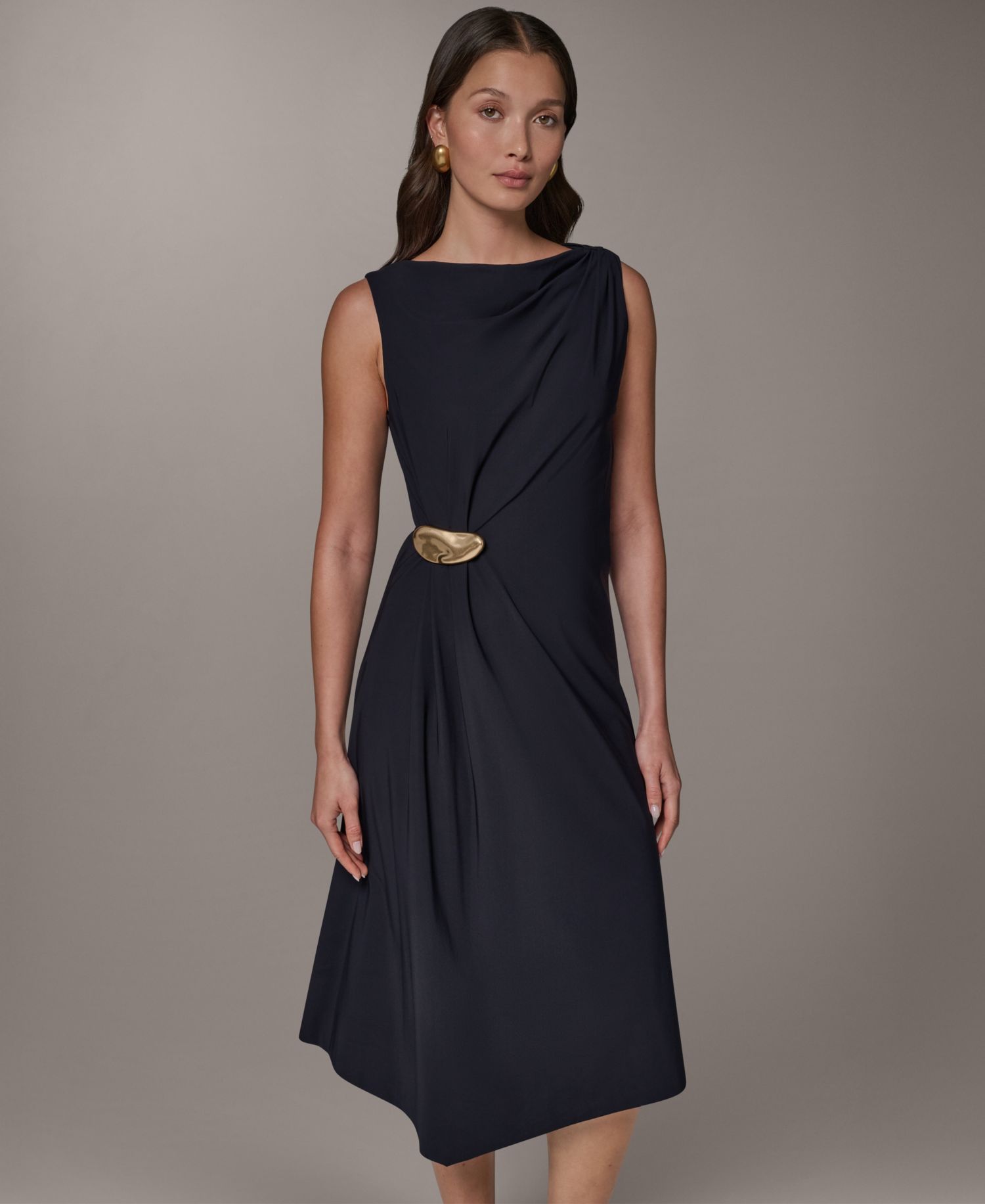 Women's Sleeveless Draped Sheath Dress