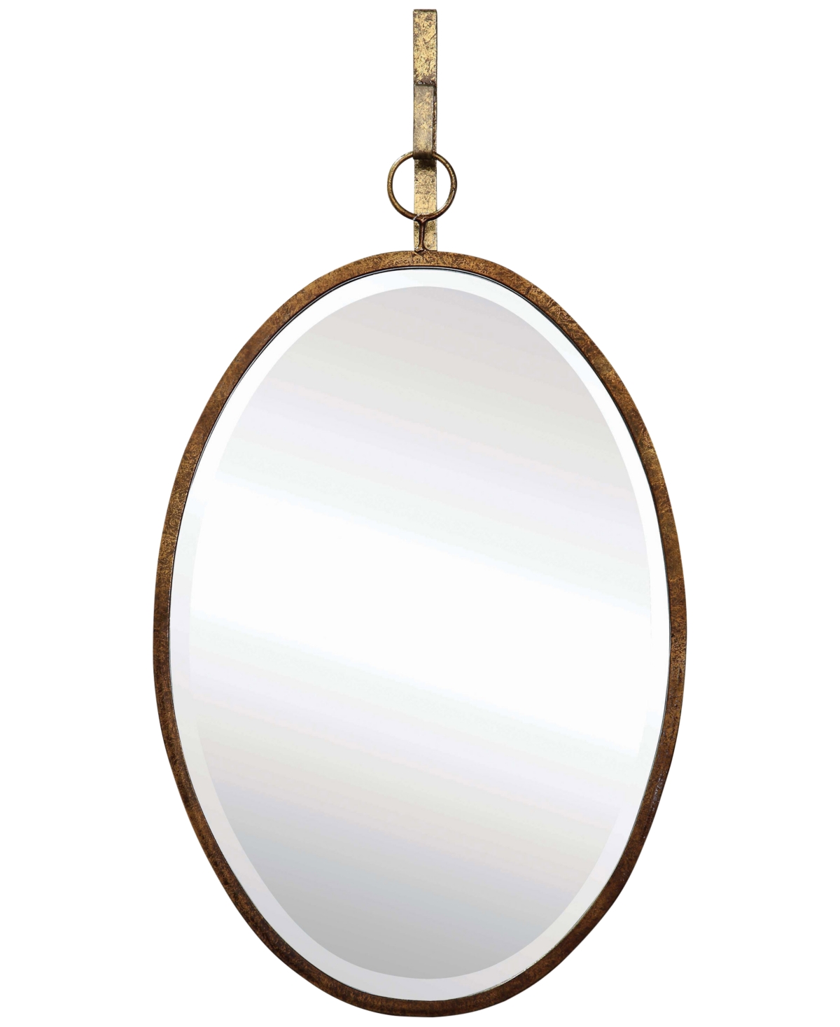 Oval Metal Framed Wall Mirror with Bracket, Gold-Tone Finish