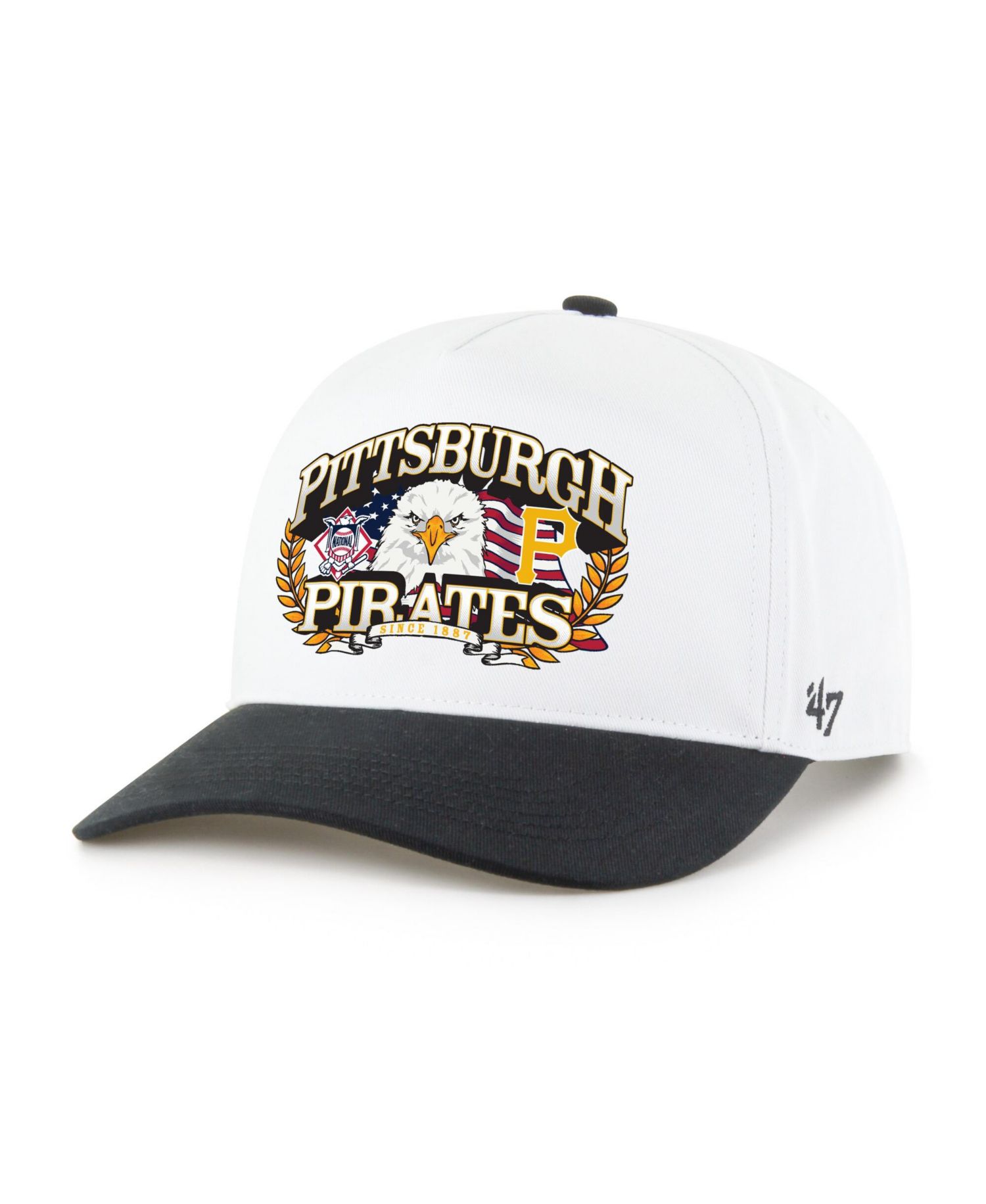Men's White/Black Pittsburgh Pirates Americana Eagle Hitch Adjustable Hat