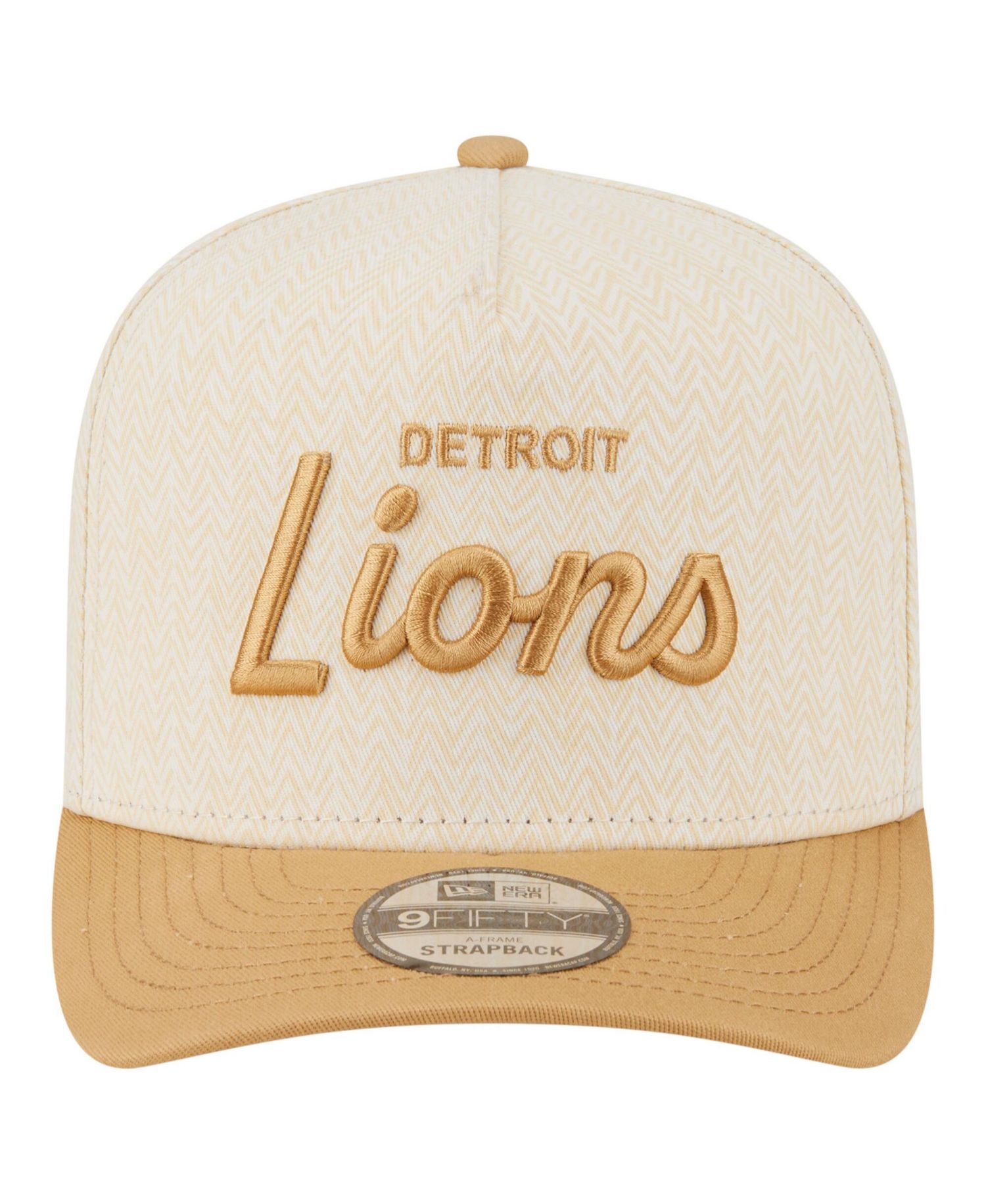 Men's Cream Detroit Lions Herringbone 9FIFTY A-Frame Snapback Hat