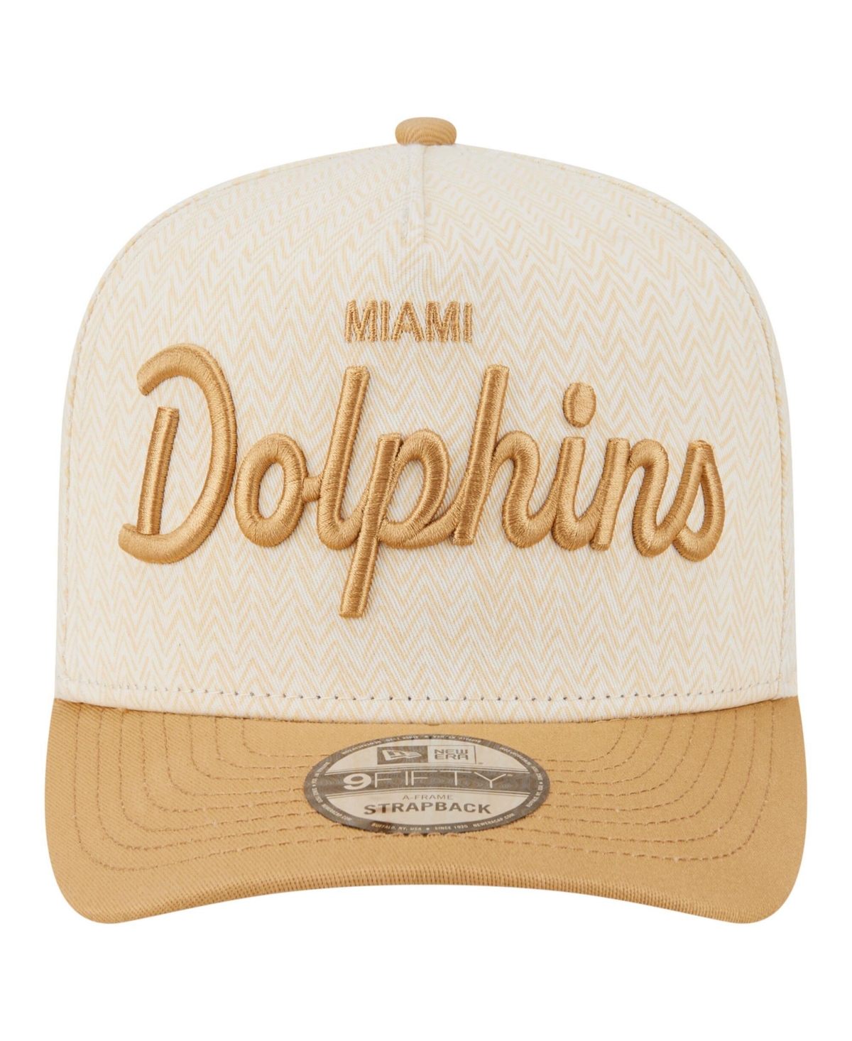 New Era Men's Cream Miami Dolphins Herringbone 9FIFTY A-Frame Snapback Hat