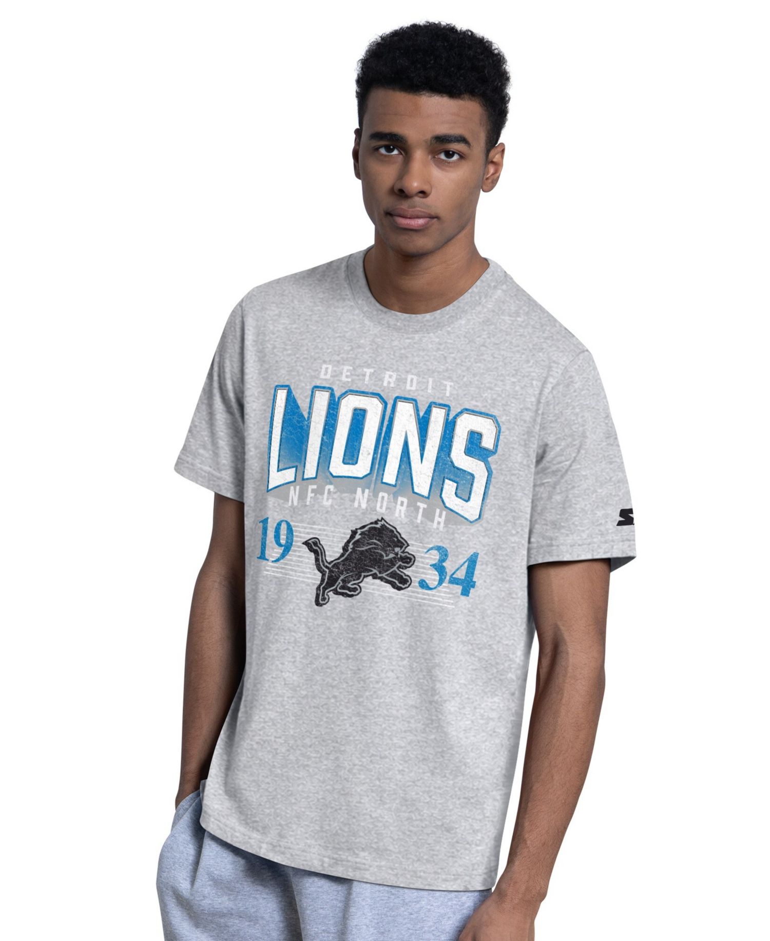 Men's 2-pack Black/Gray Detroit Lions Throwback Logo T-Shirt