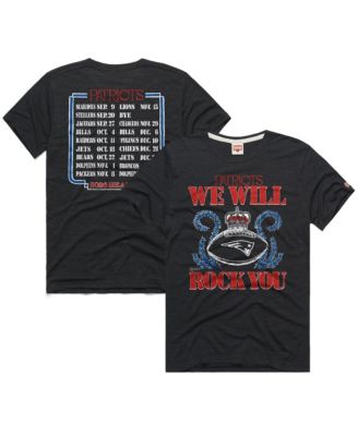 Men's and Women's Charcoal New England Patriots 2026 NFL Schedule Queen Tri-Blend T-Shirt