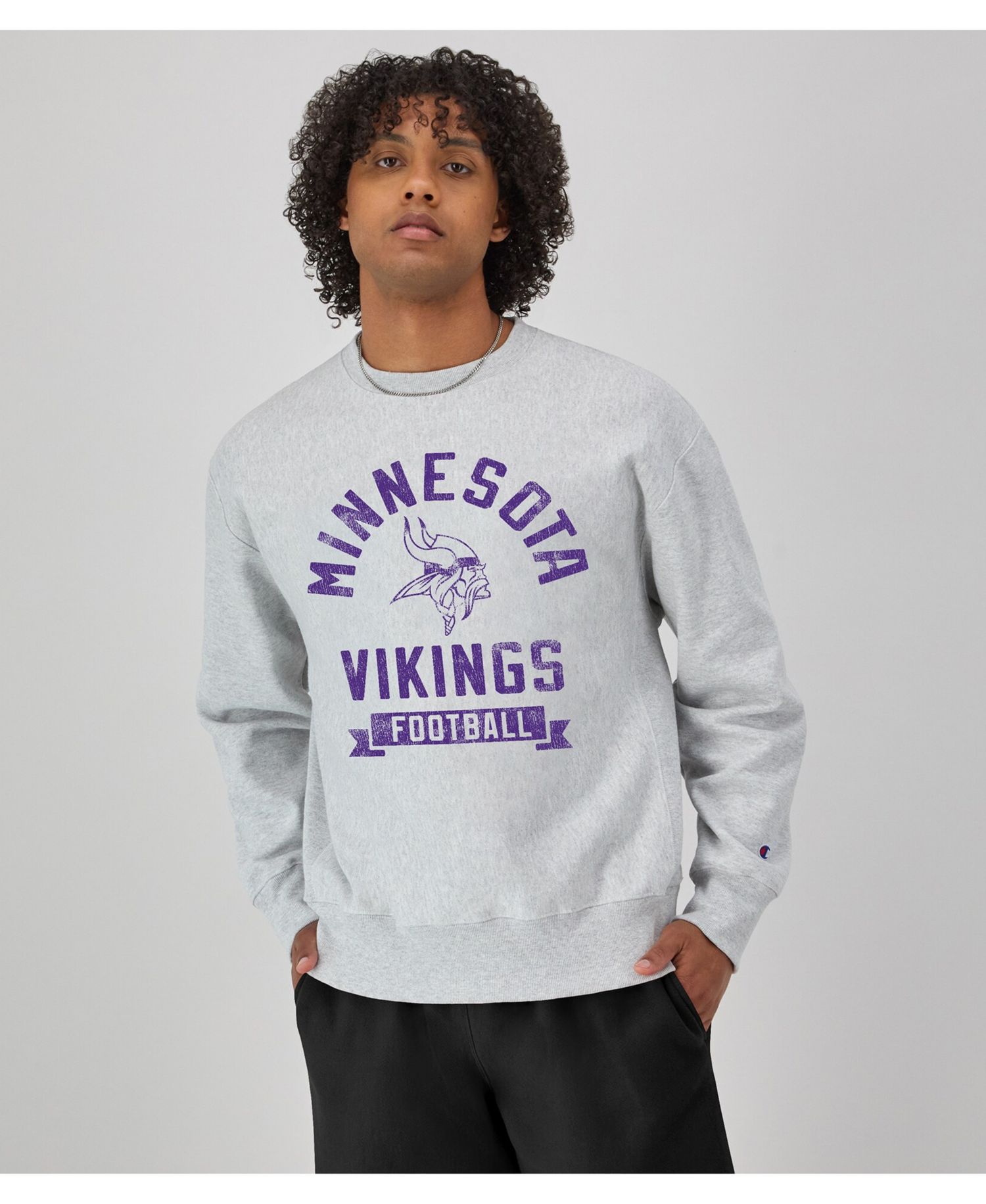 Men's Heather Gray Minnesota Vikings Reverse Weave Fleece Pullover Sweatshirt