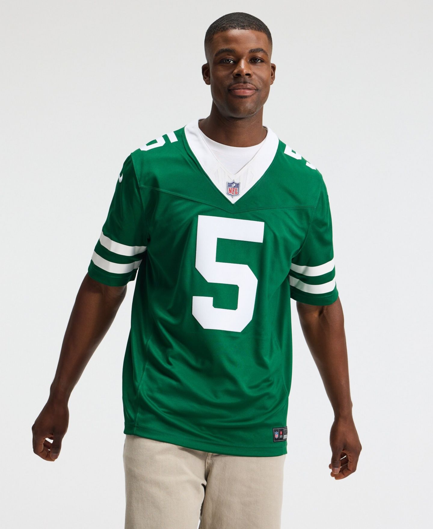 Мужской топ Nike Garrett Wilson Green New York Jets Vapor F.U.S.E. Stitched Limited Jersey — фото 5