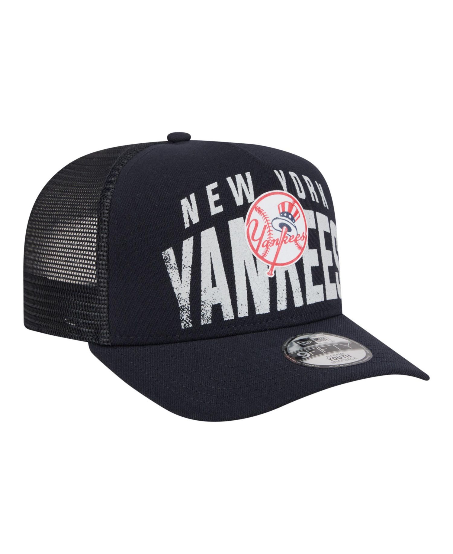 Big Boys and Girls Navy New York Yankees Logo Fade A-Frame 9FIFTY Snapback Hat
