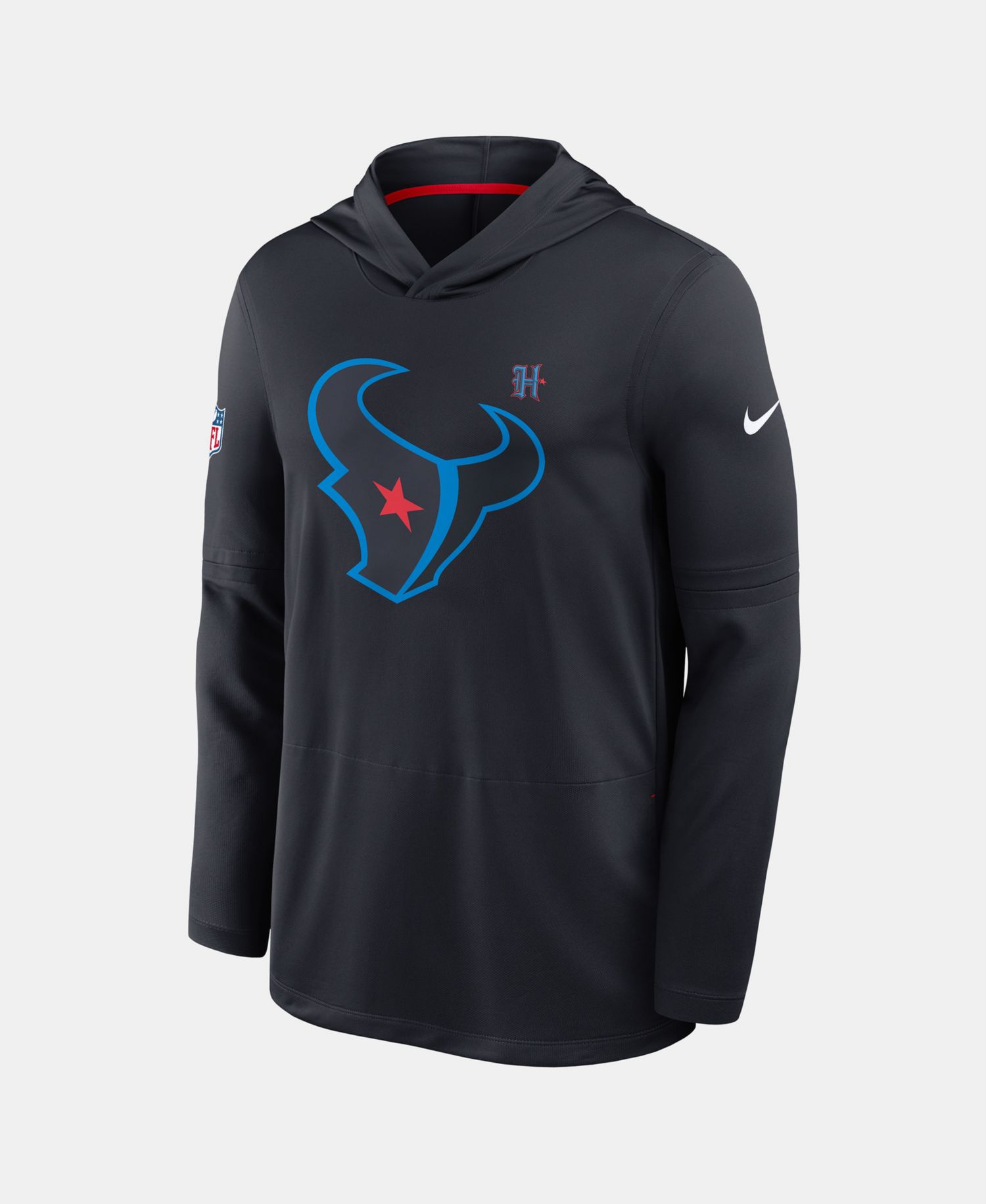 Men's Navy Houston Texans Sideline Dri-FIT Long Sleeve Hooded T-Shirt