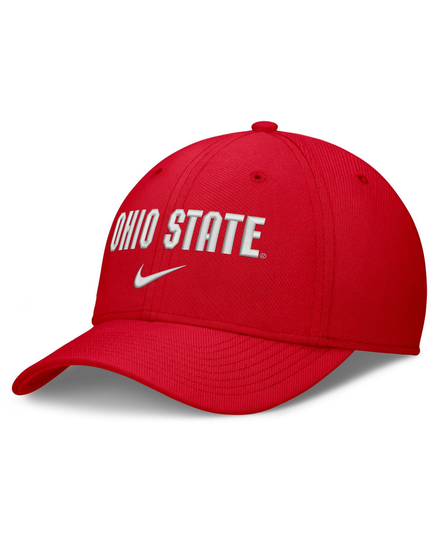 Men's Scarlet Ohio State Buckeyes Rise On-Field SwooshFlex Dri-FIT Flex Hat