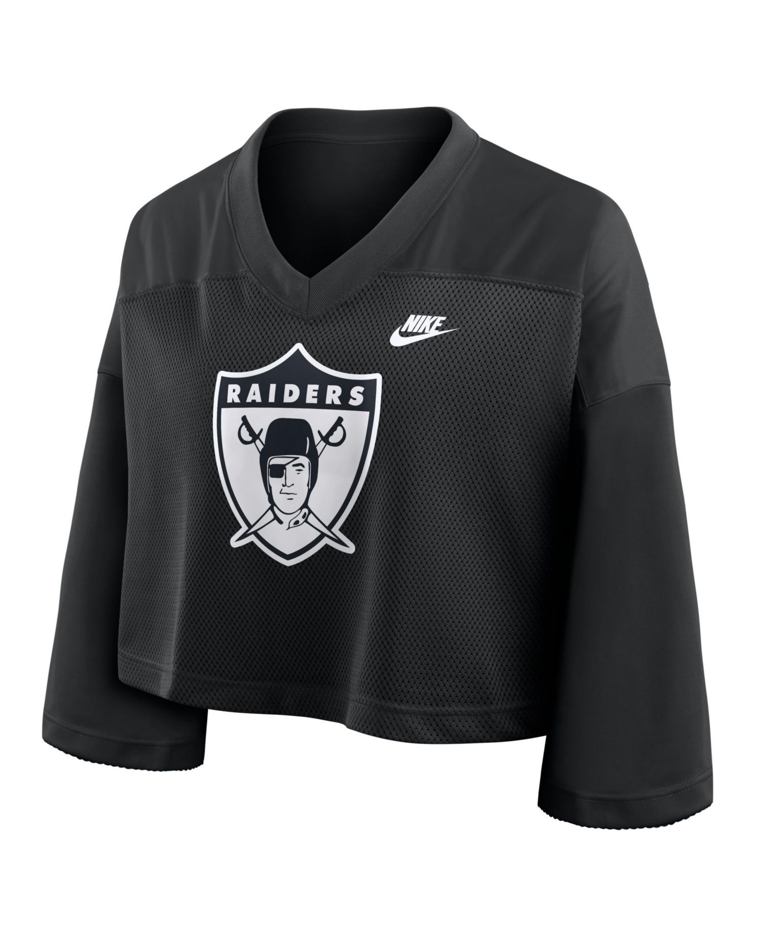 Women's Black Las Vegas Raiders Rewind Cropped Mesh Dri-FIT Fashion Jersey
