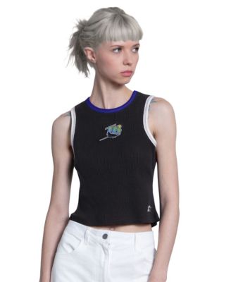 Women's Black Tampa Bay Rays Cooperstown Play the Ball Crop Tank Top