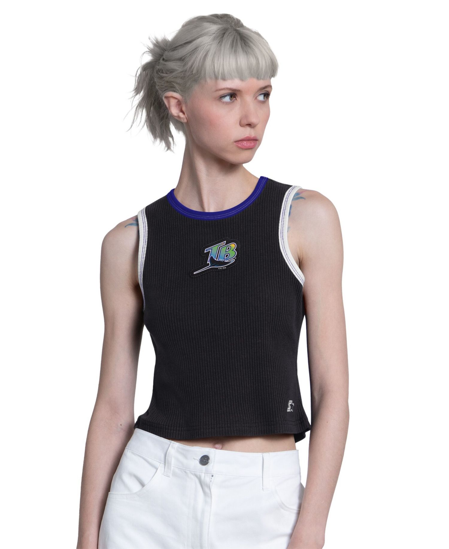 Women's Black Tampa Bay Rays Cooperstown Play the Ball Crop Tank Top