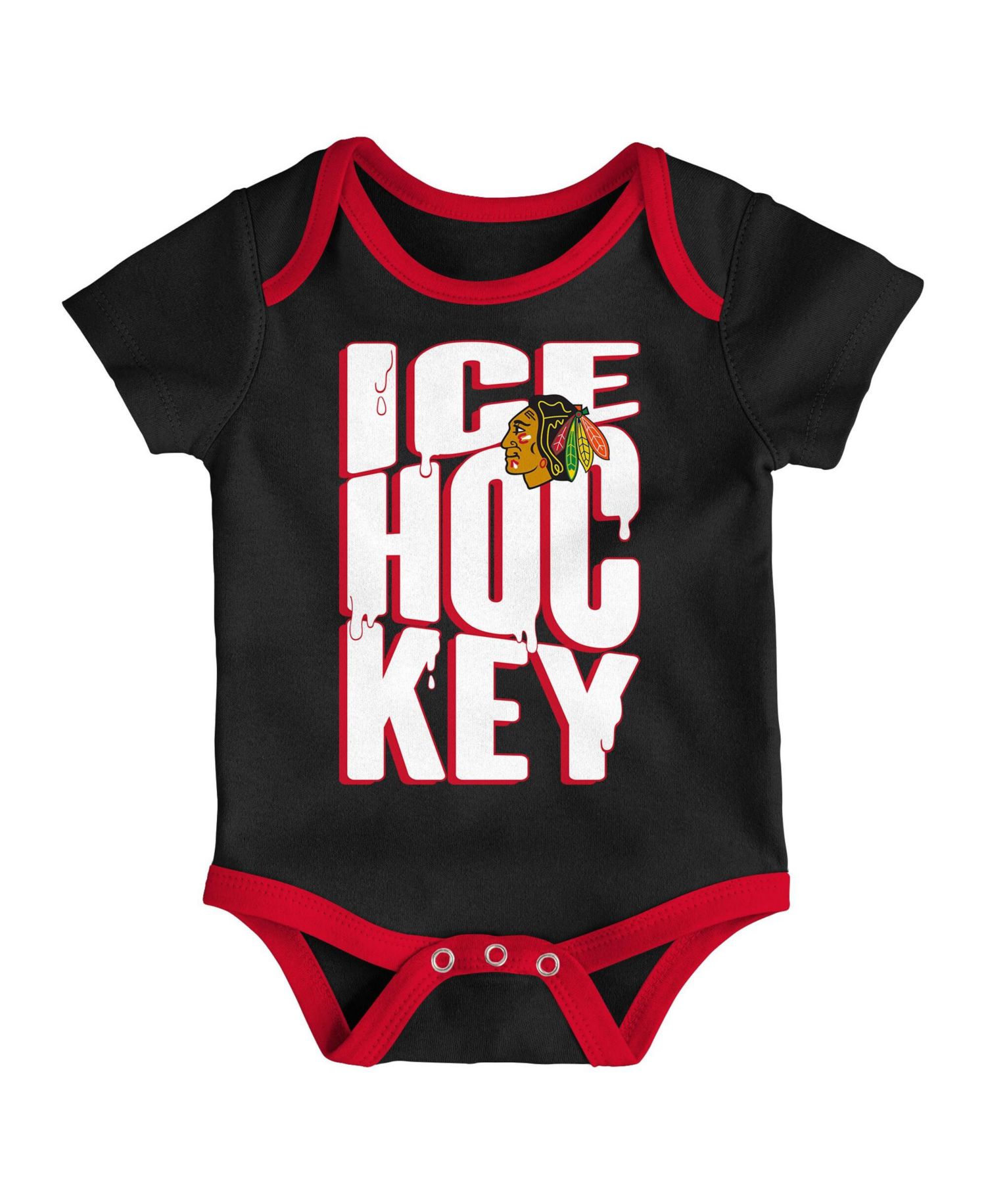Baby Boys and Girls 3-Piece Chicago Blackhawks Triple Header Bodysuit Set