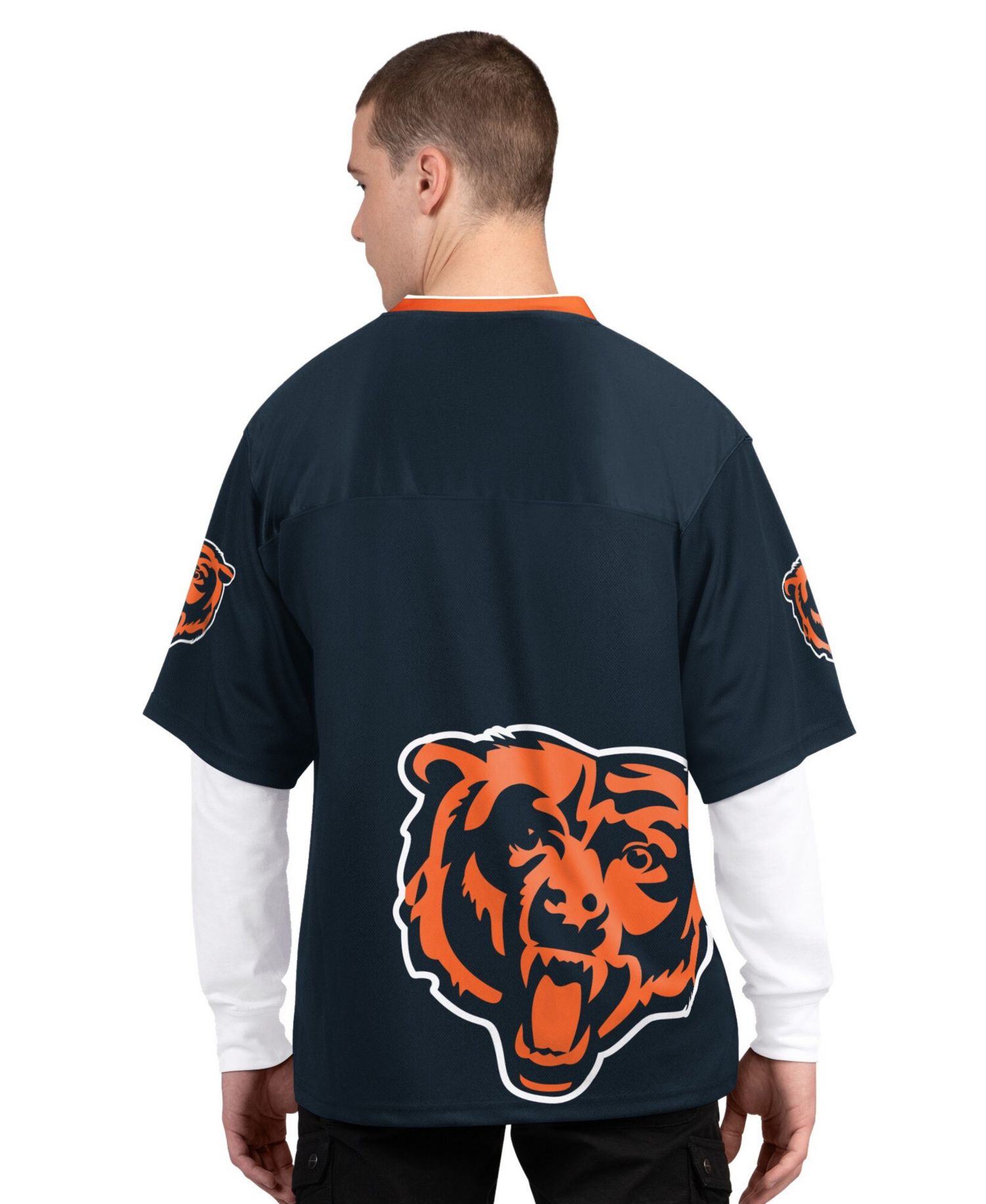Men's Navy/White Chicago Bears Short Sleeve Long Sleeve T-Shirt