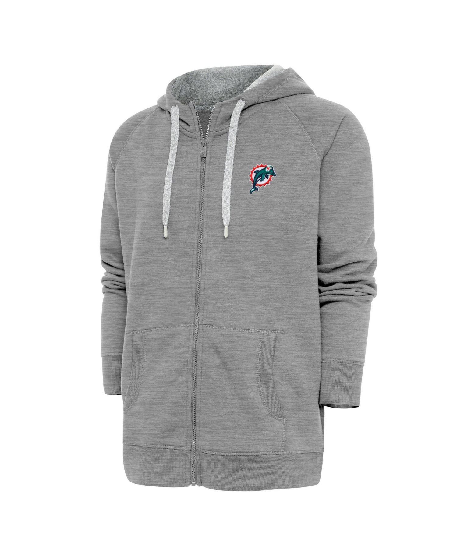 Men's Heather Gray Miami Dolphins Throwback Logo Victory Full-Zip Hoodie