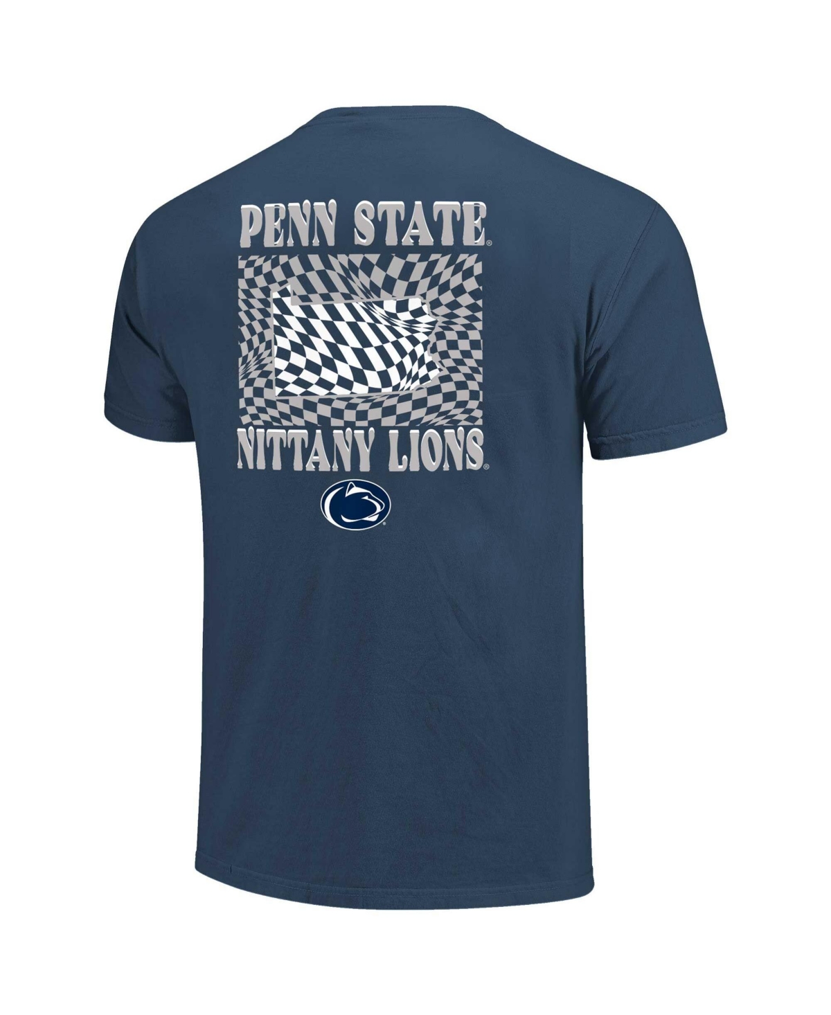 Image One Women's Navy Penn State Nittany Lions Comfort Colors Checkered Mascot T-Shirt