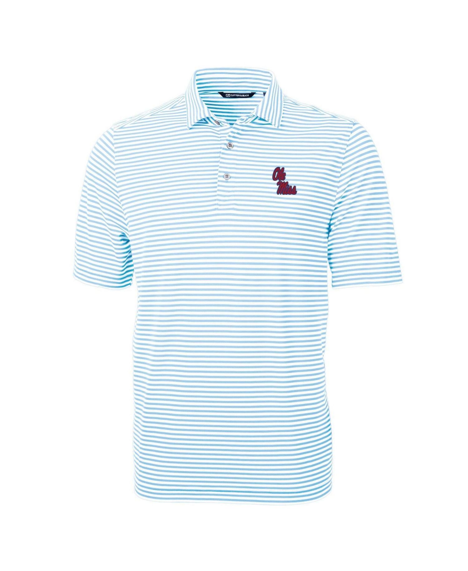 Men's Powder Blue Ole Miss Rebels Virtue Eco Pique Stripe Polo Shirt