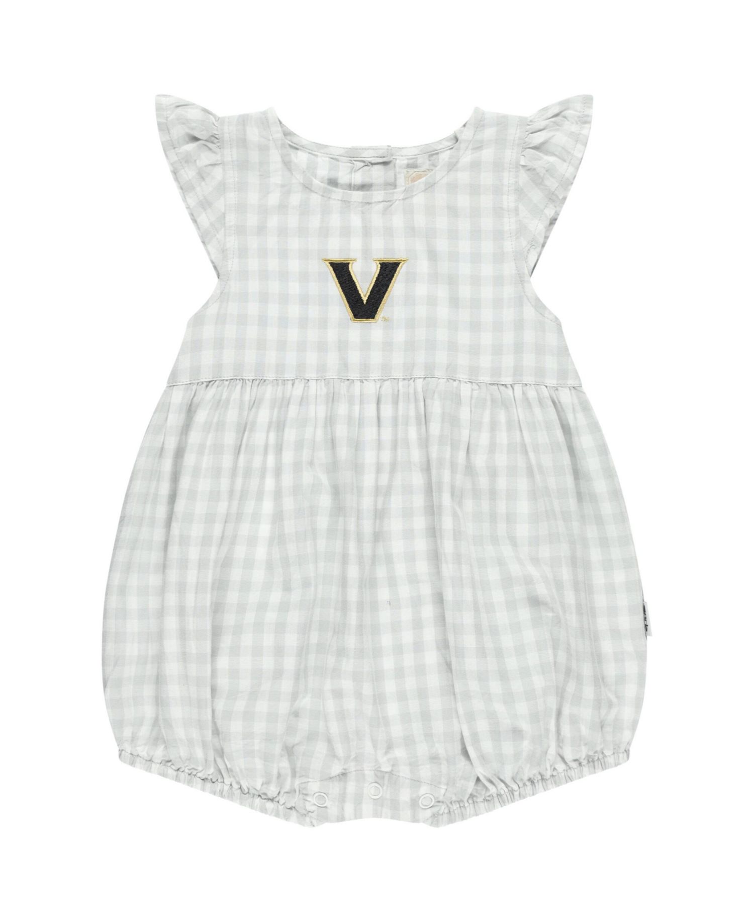 Baby Girls Gray Vanderbilt Commodores Cara Gingham Ruffled Bodysuit